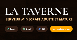 Bannière du serveur La Taverne - Survie Adulte Français - 1.21